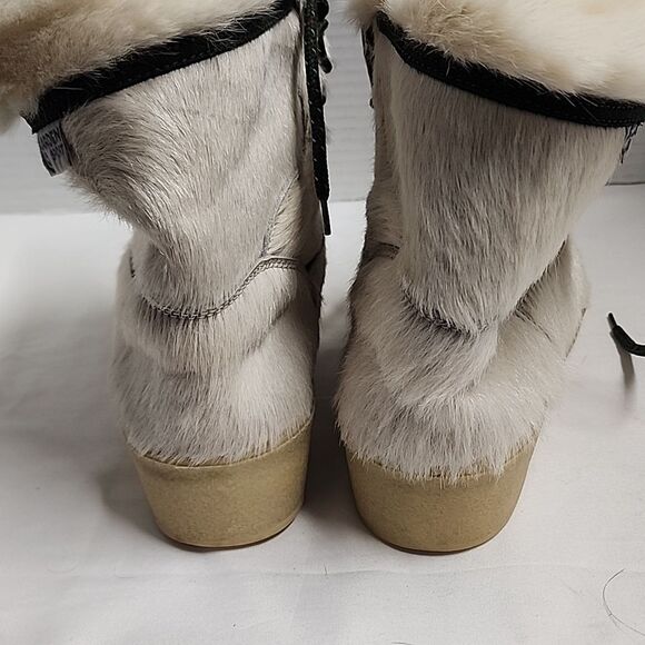 Garden Sport vintage white animal fur tie up women's boots sz 8 made in Italy - Picture 8 of 11